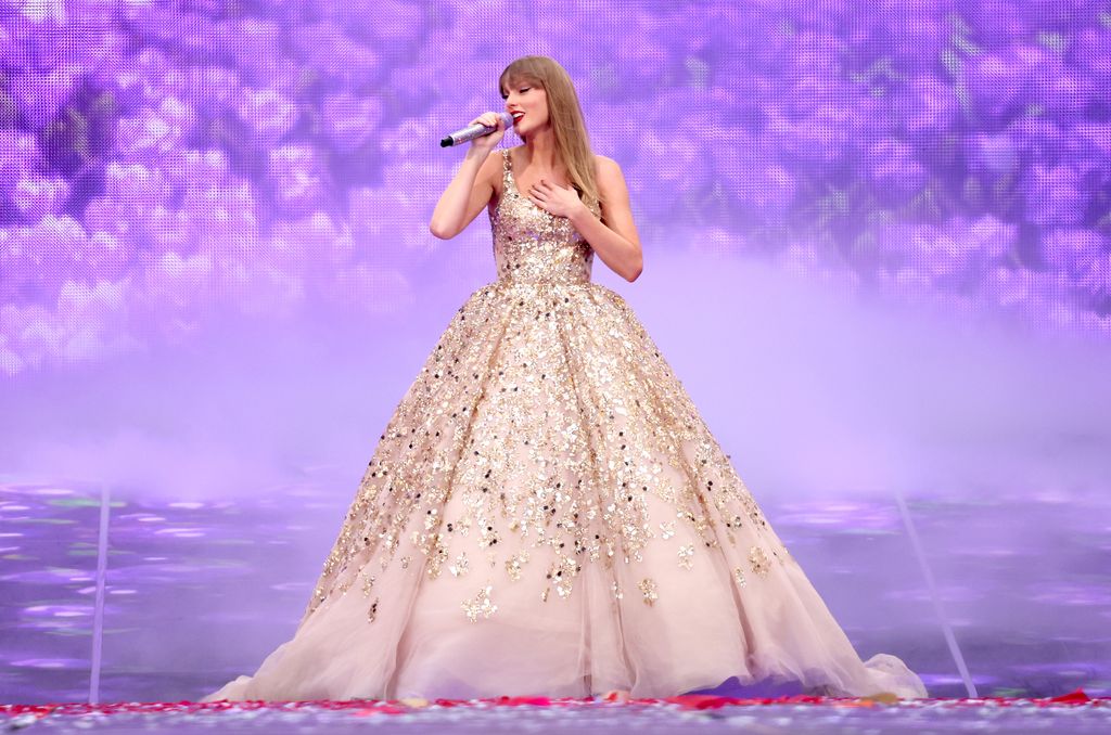Taylor Swift performs onstage during "Taylor Swift | The Eras Tour" at Wembley Stadium on June 21, 2024 in London,