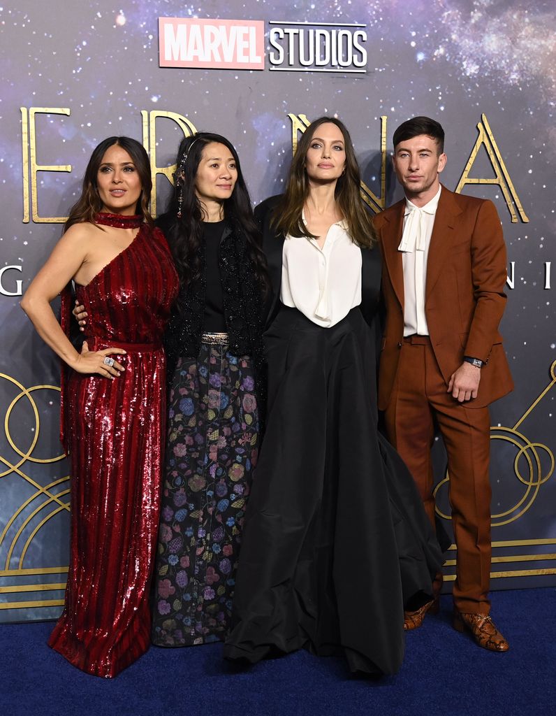  Salma Hayek, director Chloe Zhao, Angelina Jolie and Barry Keoghan attended the The Eternals UK Premiere