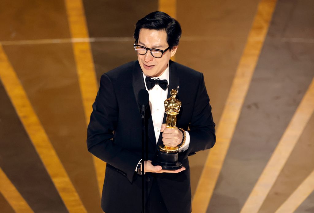 Ke Huy Quan accepts the Best Supporting Actor award "Everything Everywhere All at Once" onstage during the 95th Annual Academy Awards at Dolby Theatre on March 12, 2023 in Hollywood, California. 