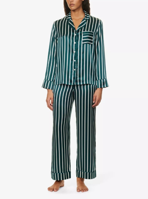 Striped Regular-fit Silk Pyjama Set