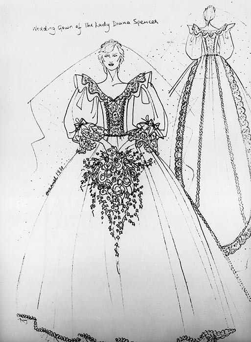 princess diana wedding dress sketch