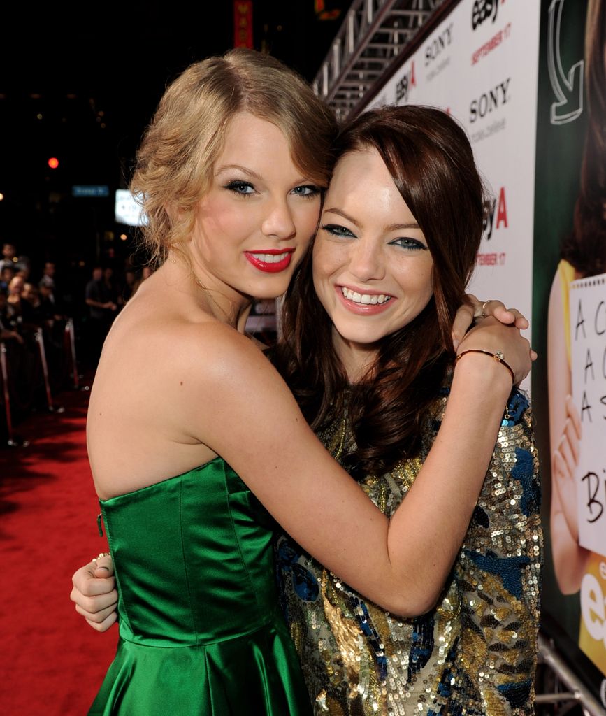 Taylor Swift and Emma Stone at the Premiere of Screen Gems' "Easy A"