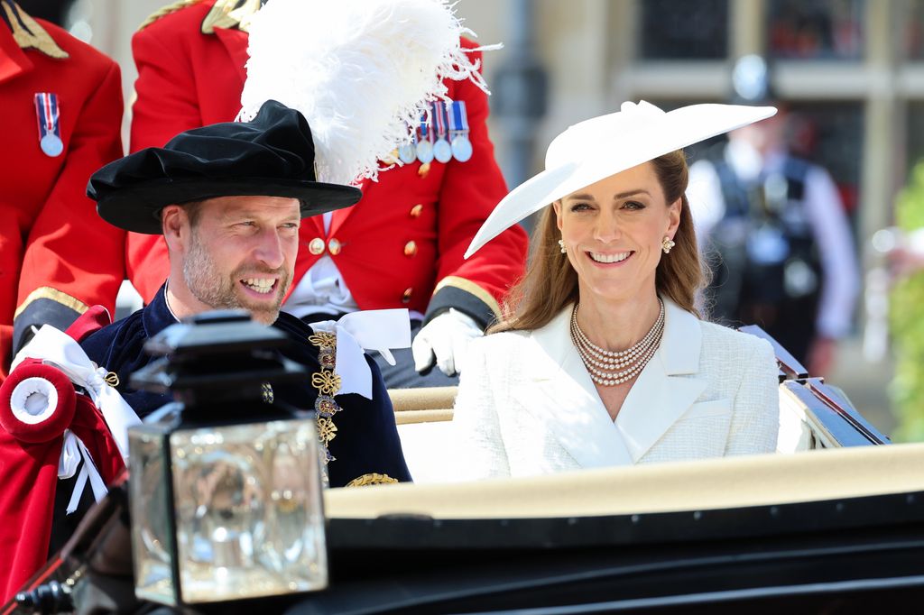 William and Kate in carriage depart Order of the Garter service