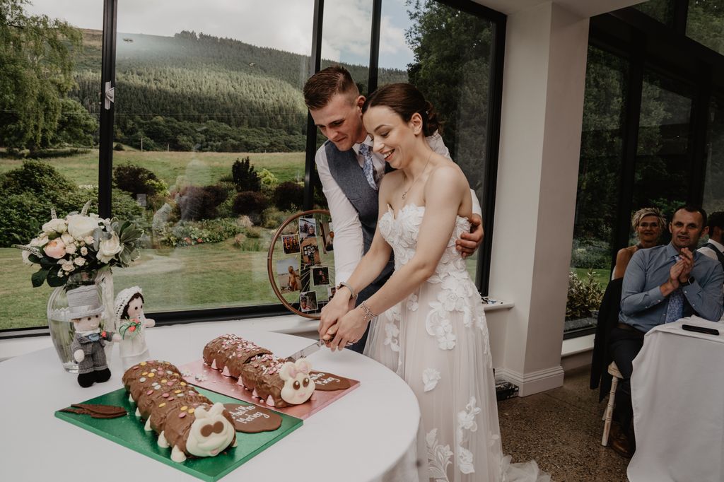 Ryan and Lucy Morley and their Colin the Caterpillar cake