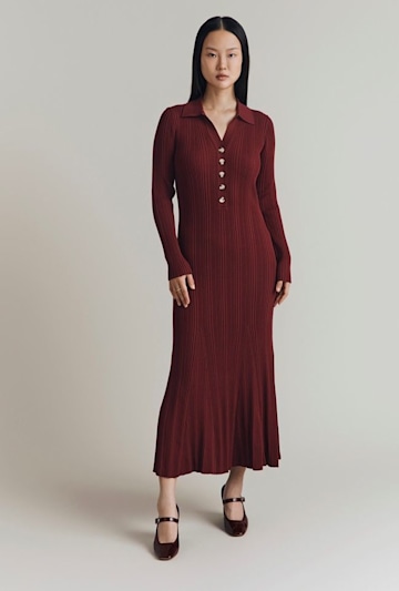 ghost burgundy knit dress