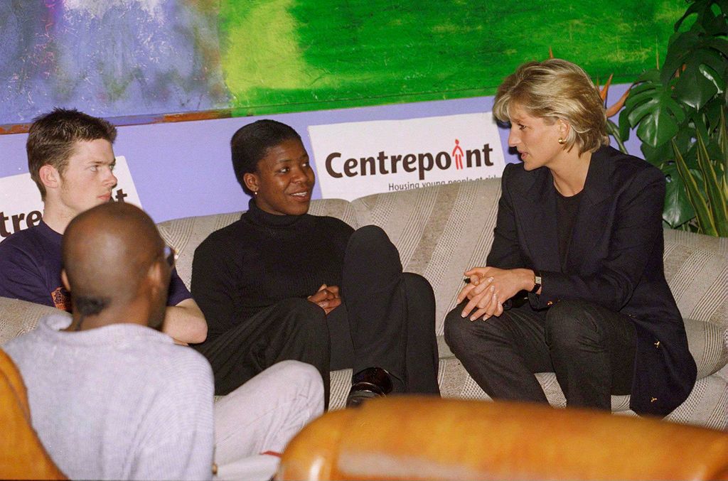 Diana, Princess Of Wales during visit to homeless charity