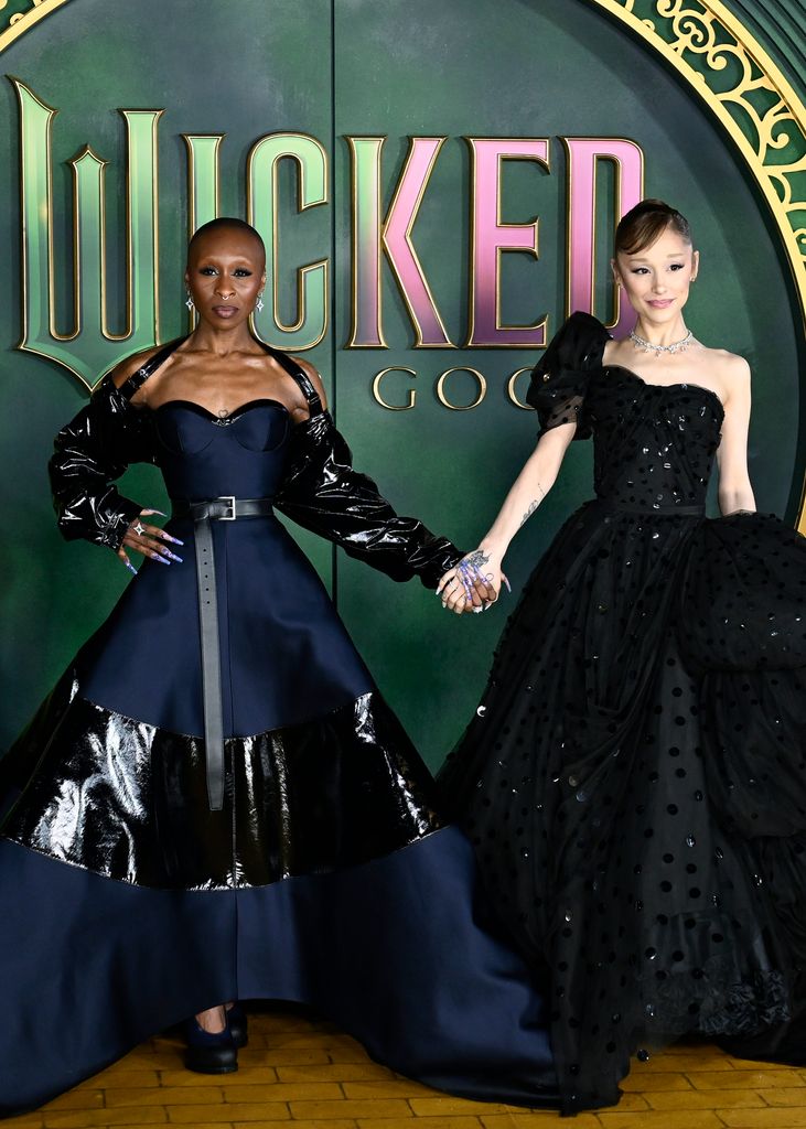 Cynthia Erivo and Ariana Grande attend the "Wicked: For Good" European Premiere at Cineworld London Leicester Square on November 10, 2025 in London, England. (Photo by Gareth Cattermole/Getty Images)