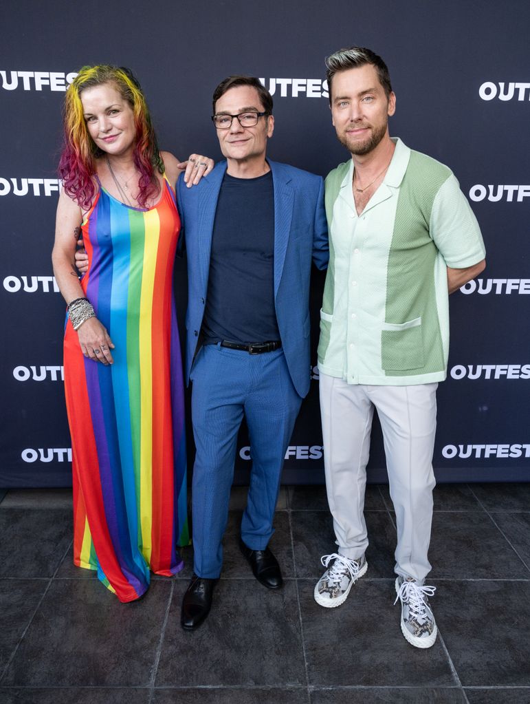 Executive producer Pauley Perrette, director Marc Saltarelli and singer Lance Bass attend the 2023 Outfest Studio One Forever Premiere 