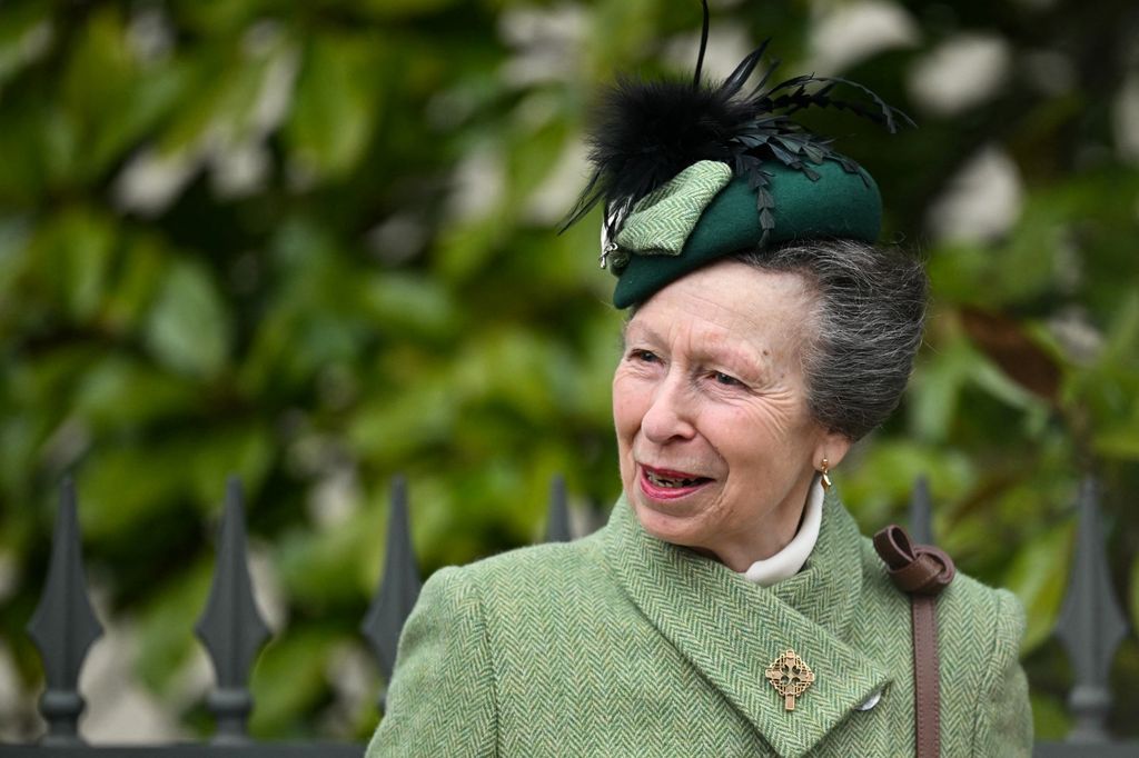 Princess Anne, Princess Royal reacts as she leaves St. George's Chapel, in Windsor Castle, after attending the Easter Mattins Service, on March 31, 2024