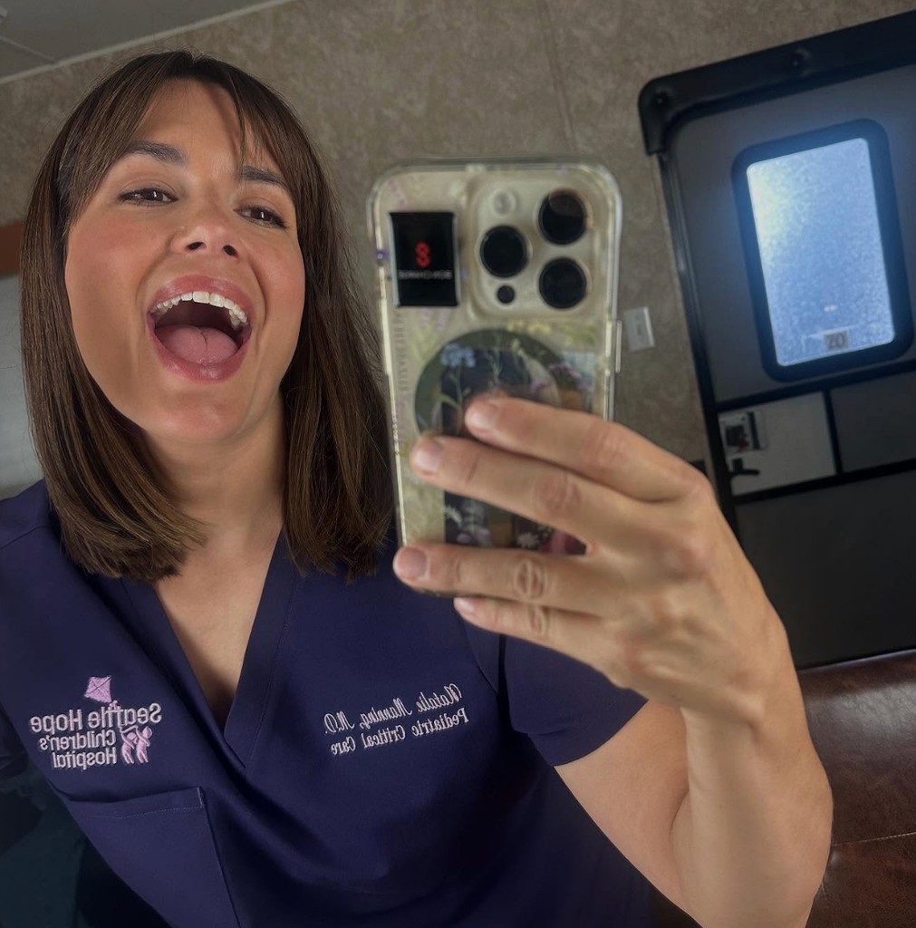 Behind-the-scenes photos shared by Torrey DeVitto of her surprise return to Chicago Med alongside Nick Gehlfuss