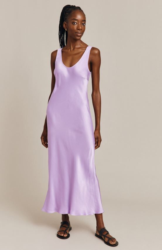 lilac satin slip dress 