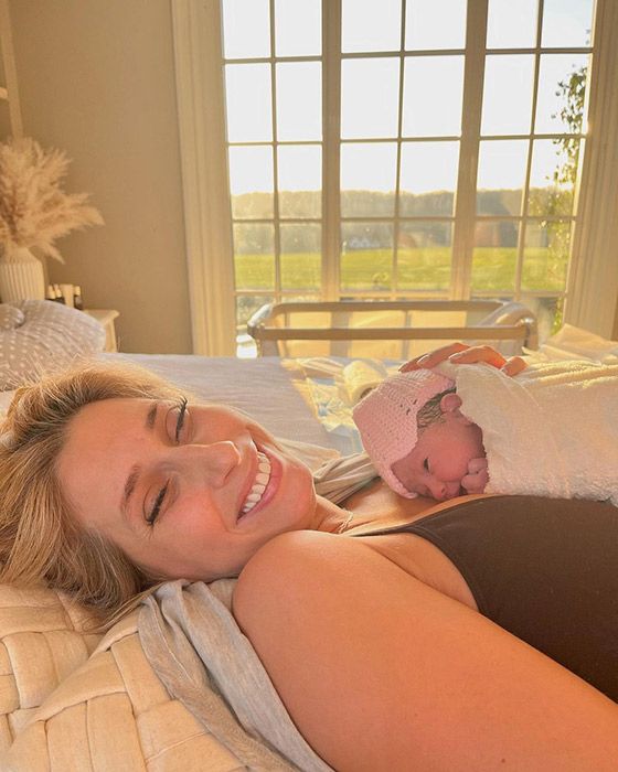 Stacey Solomon and baby Belle after her birth