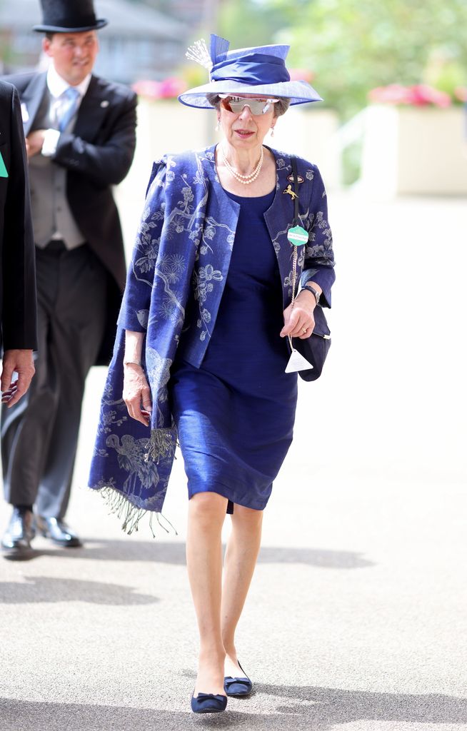 ASCOT, ENGLAND - JUNE 15: Princess Anne, Princess Royal arrives for Royal Ascot 2021 at Ascot Racecourse on June 15, 2021 in Ascot, England. (Photo by Chris Jackson/Getty Images)