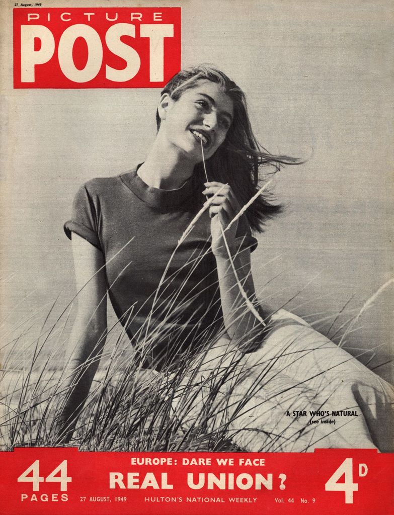 17-year-old French actress Anouk Aimee in Tunisia for the filming of Ronald Neame's 'The Golden Salamander' on the cover of Picture Post