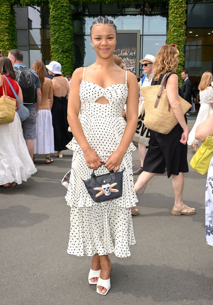 India Amarteifio attends day five of the Wimbledon Tennis Championships at the All England Lawn Tennis and Croquet Club on July 04, 2025 in London, England.