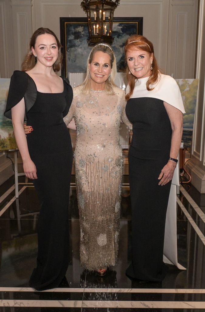 Zenouska Mowatt and Katharine Pooley with Sarah Ferguson in fabulous gowns