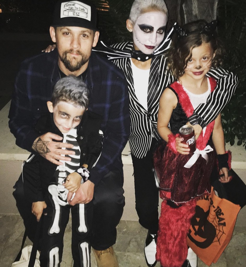 Photo of Joel Madden and Nicole Richie with their kids Harlow and Sparrow on Halloween