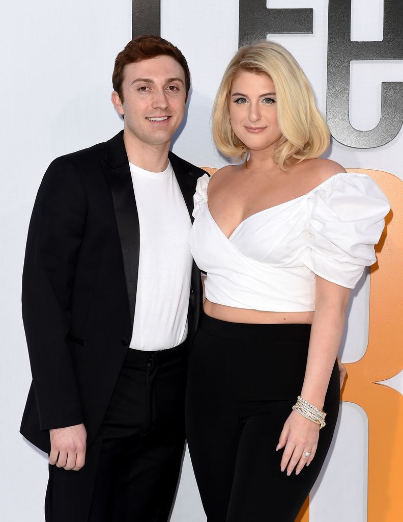 Daryl Sabara and Meghan Trainor arrive at the premiere of STX Films' 'I Feel Pretty' at Westwood Village Theatre