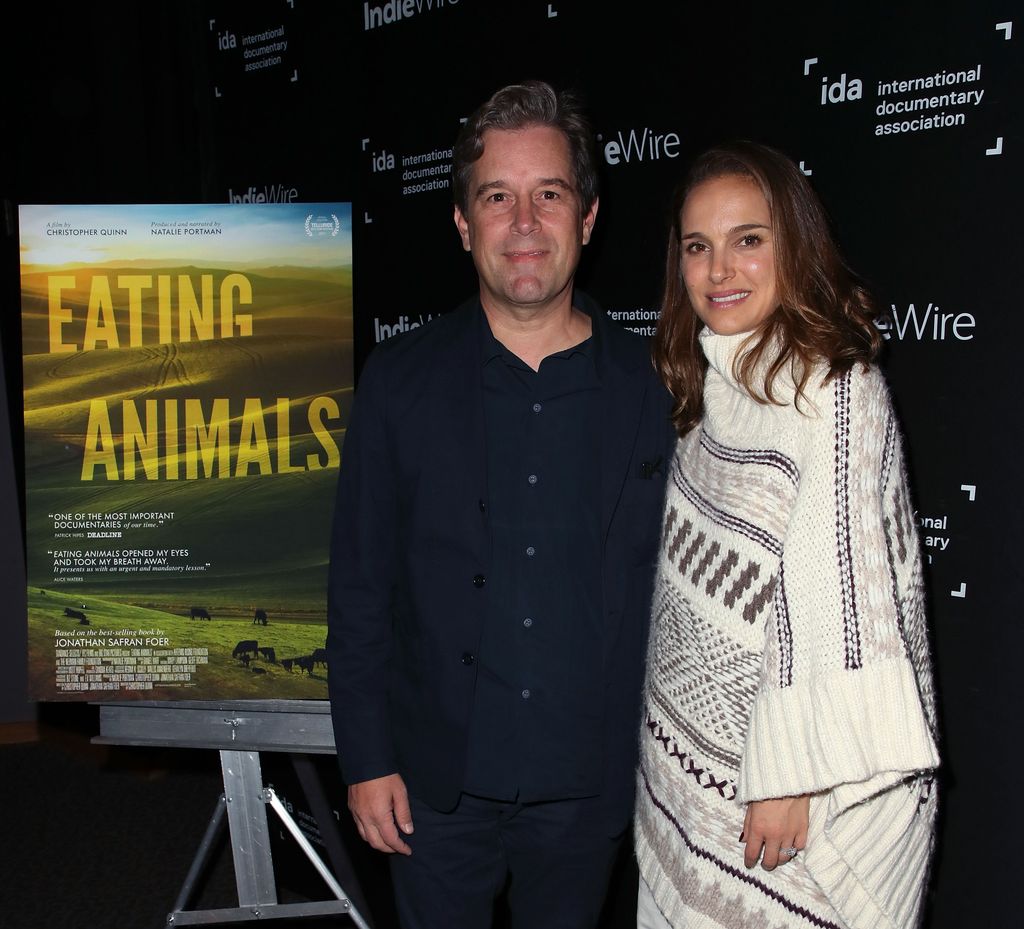 Christopher Dillon Quinn and Natalie Portman attend a special screening of "Eating Animals" hosted by the International Documentary Association at the DGA Theater on October 21, 2018 in Los Angeles, California