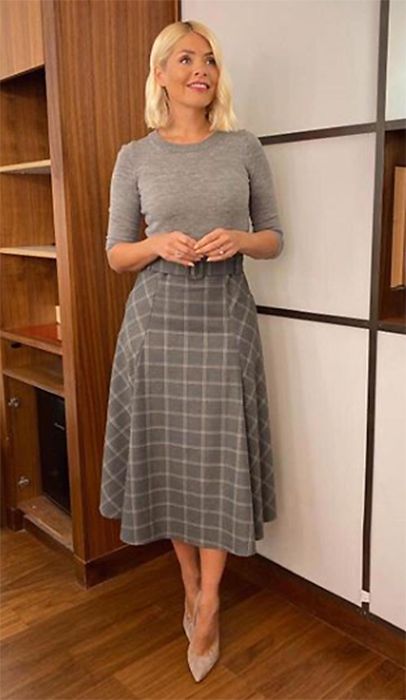 holly willoughby grey check skirt instagram