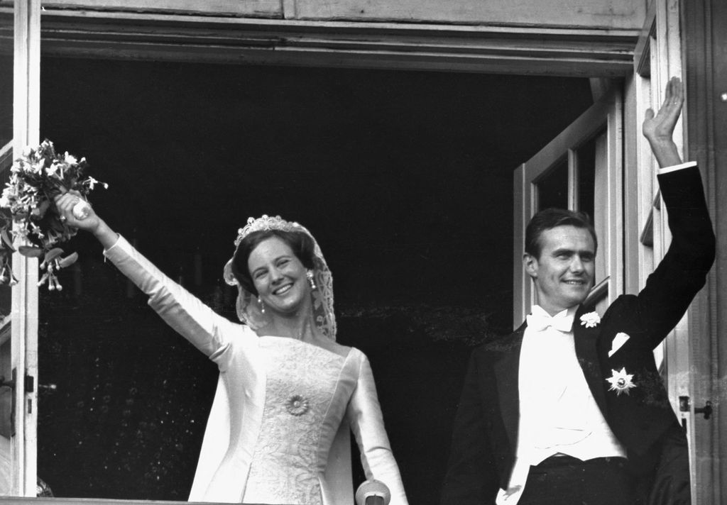Margrethe and Henri on the balcony on their wedding day 1967