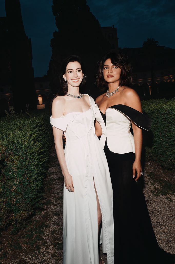 Anne Hathaway and Priyanka Chopra at the Bulgari High Jewelry Event held at Terme di Diocleziano  on May 20, 2024 in Rome, Italy.