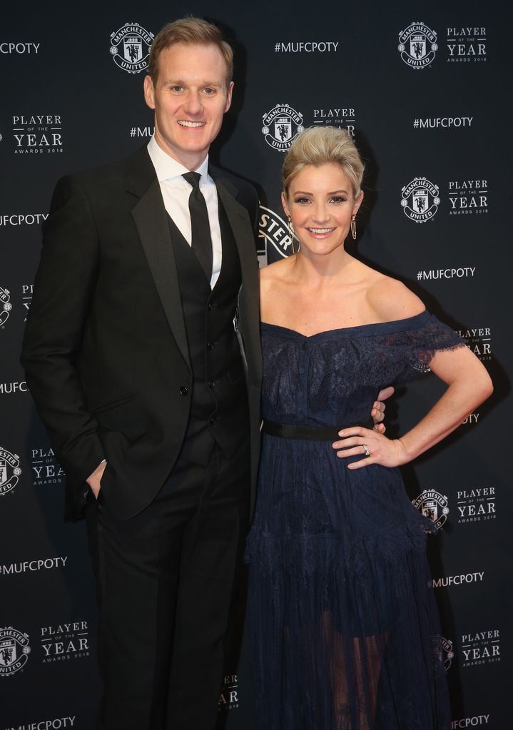 TV presenters Dan Walker and Helen Skelton arrives at Old Trafford ahead of the club's annual Player of the Year awards at Old Trafford on May 1, 2018 in Manchester, England