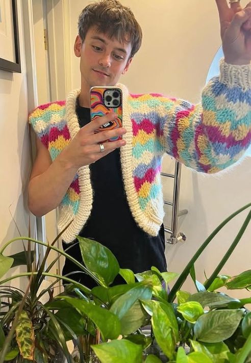Tom Daley in a knitted jumper