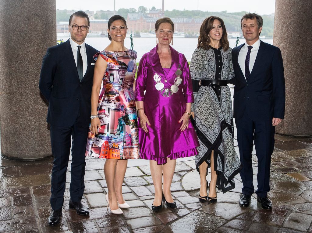 Prince Daniel, Crown Princess Victoria, Eva-Louise Erlandsson Slorach, Queen Mary and King Frederik in Stockholm