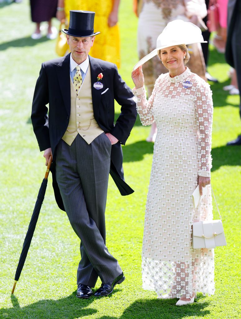 Duchess Sophie in dress covered in daisies with Edward