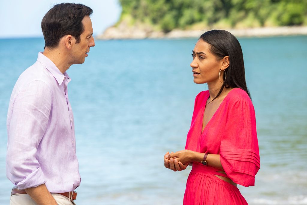 Ralf Little as DI Neville Parker and Joséphine Jobert as Florence in Death in Paradise 