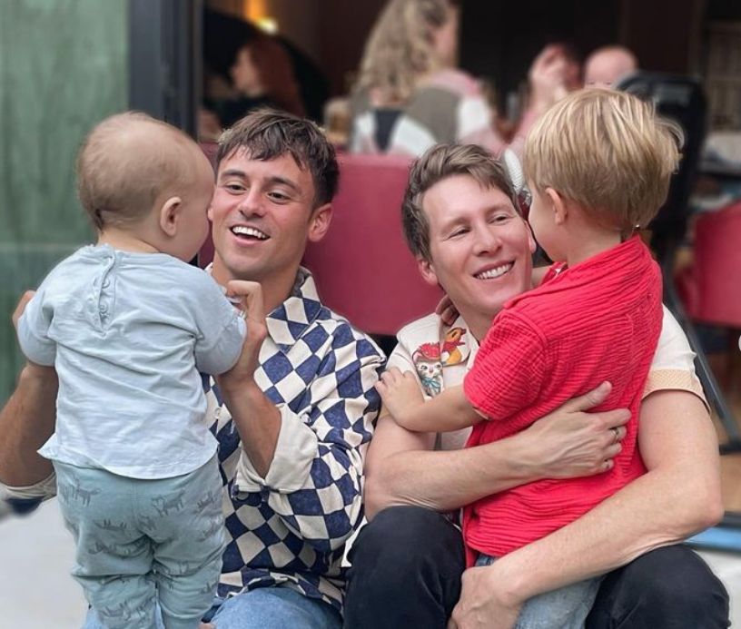 Tom Daley and Dustin Lance Black with their sons