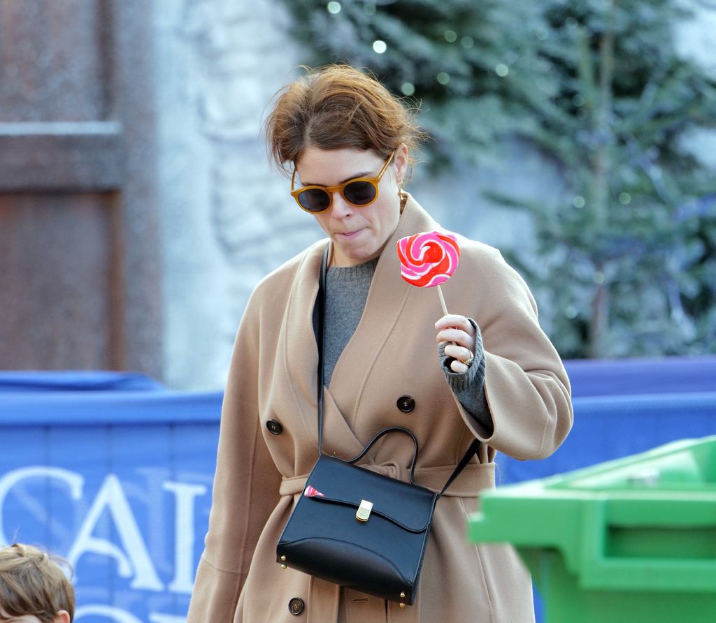 Princess Eugenie takes the family to Hyde parks Winter Wonderland for a fun day on the rides. Eugenie  pulls some funny faces as her friend films her on the childrenâs rides , then treats them to some hot dogs n pizza, followed off by some sweet treats .