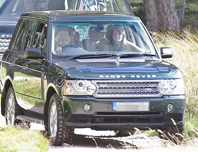 the queen driving the middletons at balmoral