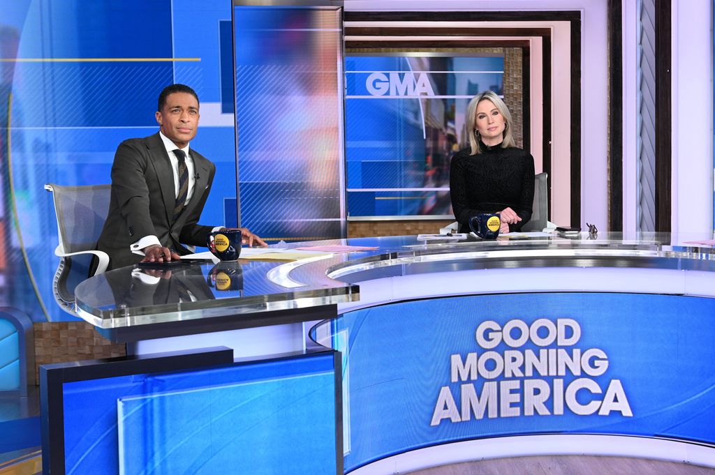 Amy Robach and T.J. Holmes sat at the GMA desk