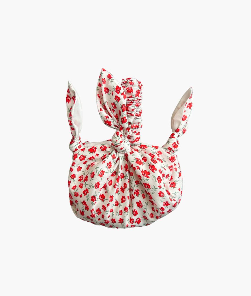 Baby furoshiki bag in red and white floral