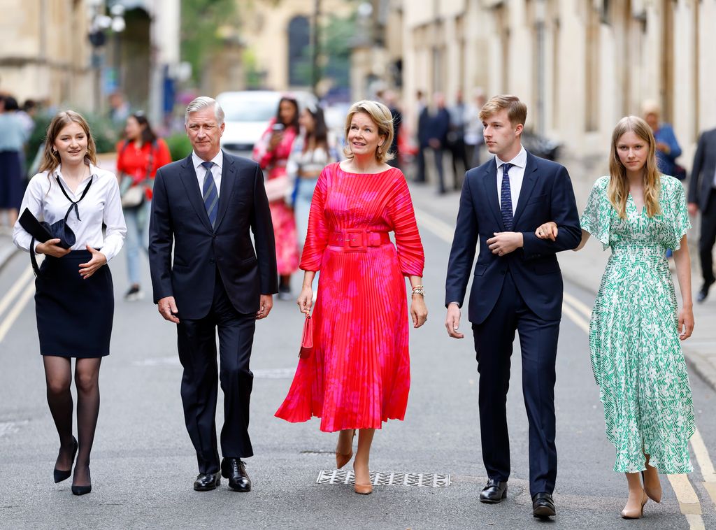 Belgian royals walking down the street in Oxford 