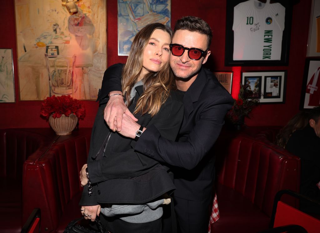 WEST HOLLYWOOD, CALIFORNIA - MARCH 14: (L-R) Jessica Biel and Justin Timberlake attend Justin Timberlake's 'EVERYTHING I THOUGHT IT WAS' Album Release Party at Dan Tana's on March 14, 2024 in West Hollywood, California. (Photo by Jerritt Clark/Getty Images for Justin Timberlake)