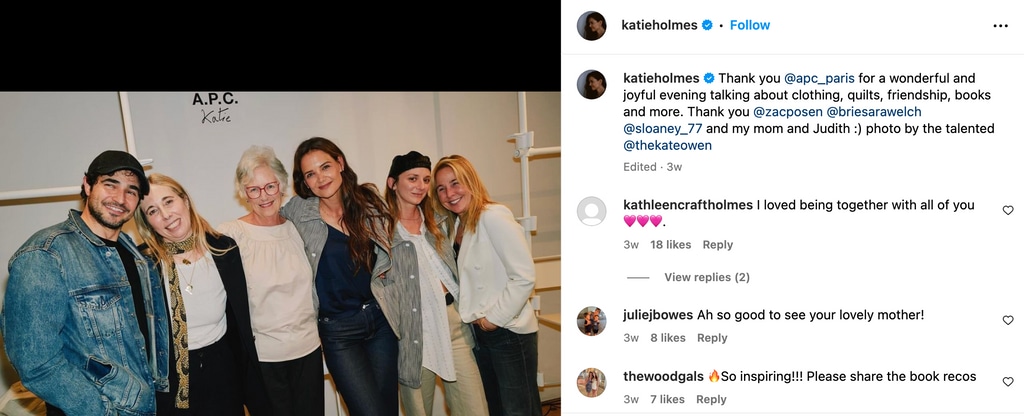 Katie Holmes' mom Kathleen shared a sweet message to her famous daughter