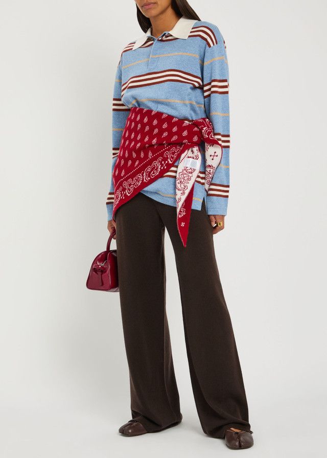 Striped Cashmere Polo Jumper