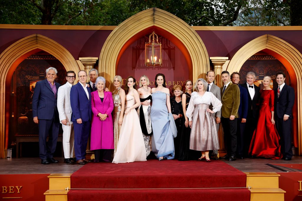 LONDON, ENGLAND - SEPTEMBER 03: (L-R) Jim Carter, Allen Leech, Kevin Doyle, Douglas Reith, Penelope Wilton, Raquel Cassidy, Sophie McShera, Laura Carmichael, Michelle Dockery, Lesley Nicol, Joanne Froggatt, Phyllis Logan, Harry Hadden-Paton, Rob James-Collier, Dominic West, Hugh Bonneville, Joely Richardson and Arty Froushan attend the "Downton Abbey: The Grand Finale" world premiere at Odeon Luxe Leicester Square on September 03, 2025 in London, England. (Photo by John Phillips/Getty Images)