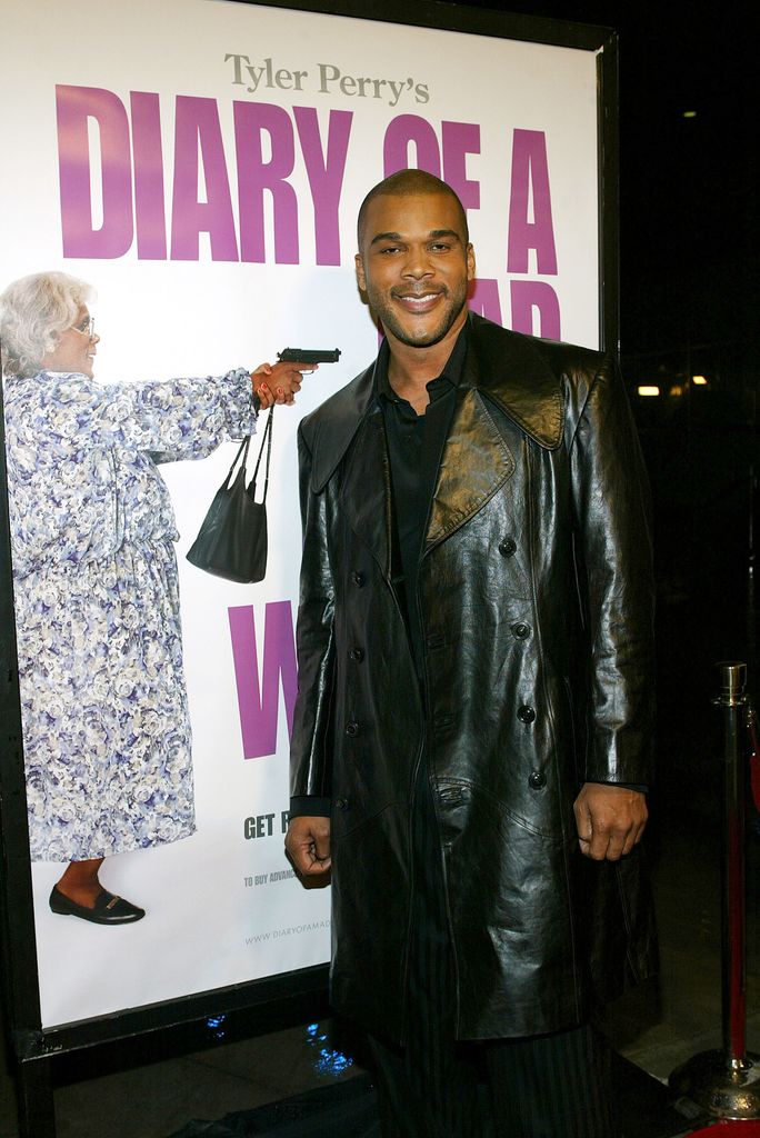 Tyler Perry attends the film premiere of "Diary of a Mad Black Woman" at the Arclight Cinerama Dome on February 21, 2005 in Hollywood, California