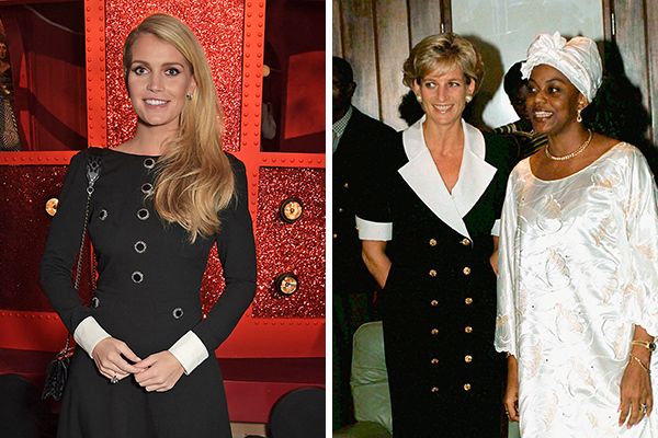 Lady Kitty Spencer And Princess Diana In Monochrome Button Dresses