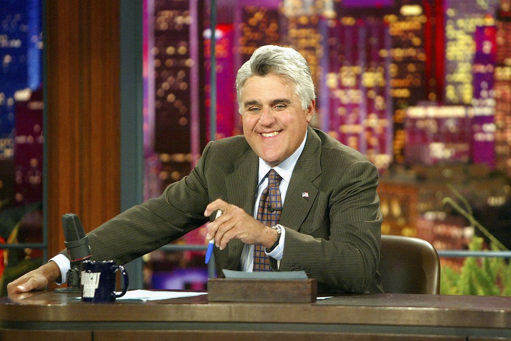Jay Leno appears on "The Tonight Show" on July 7, 2004 at the NBC Studios in Burbank, California.