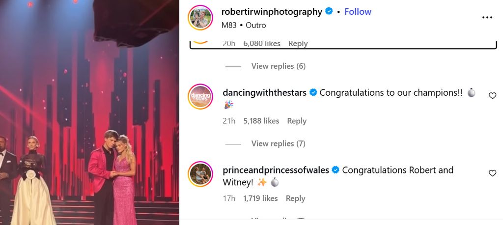 Screenshot of a social media message praising Robert Irwin