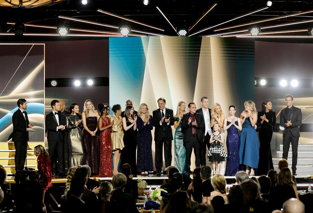 The cast of General Hospital are seen onstage during the 50th Daytime Emmy Awards 