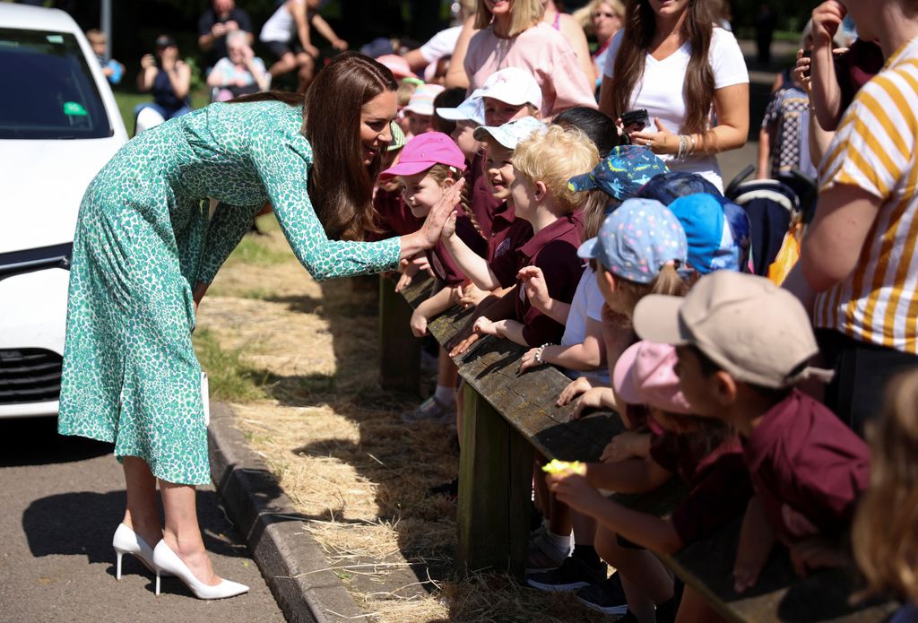 Kate Middleton greets children at Riversley Park Children's Centre