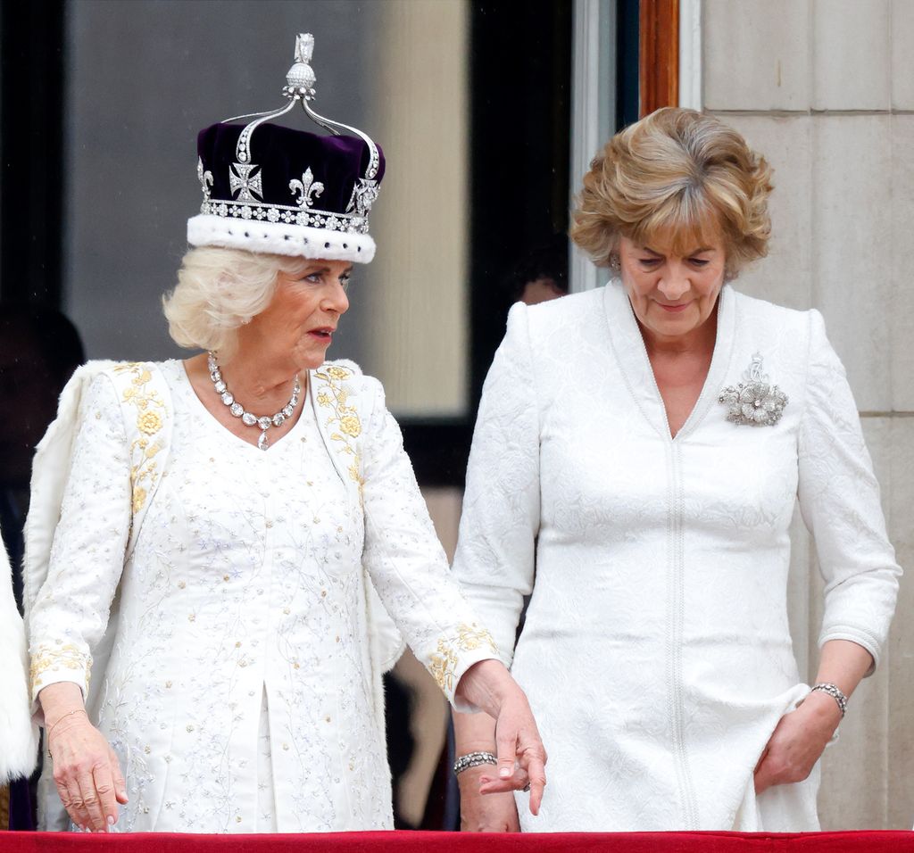 Queen Camilla and The Queen's Companion Fiona Shelburne,  Marchioness of Lansdowne at coronation