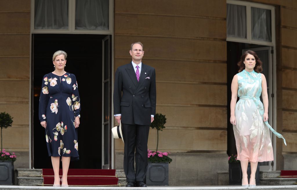 Sophie, Countess of Wessex, Prince Edward, Earl of Wessex and Princess Eugenie of York attend the Duke of Edinburgh Gold Award presentations at Buckingham Palace on May 22, 2019 in London, England. 