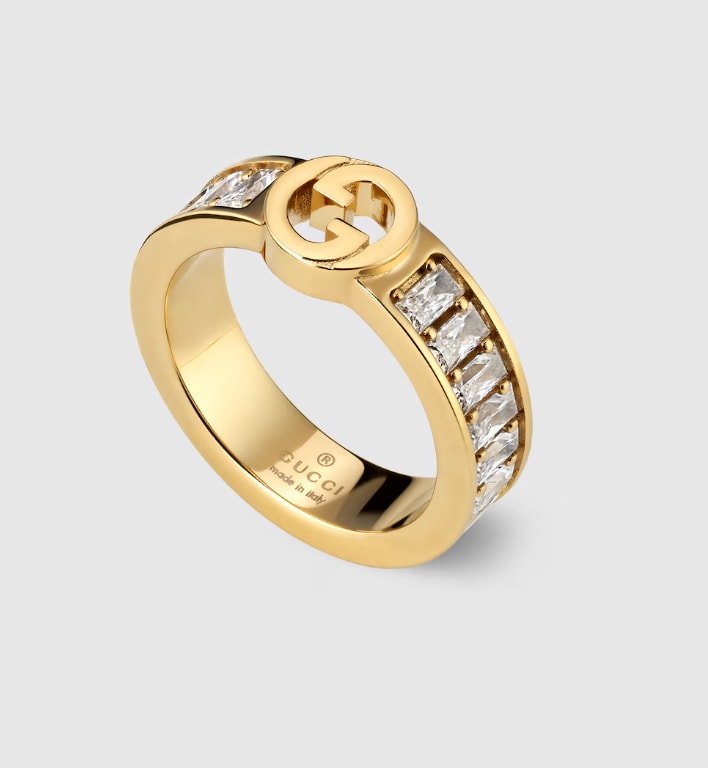 Gucci Blondie wide crystal ring
